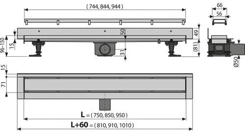 Sprchový žľab Alcadrain 910 mm APZ23-DOUBLE9-850