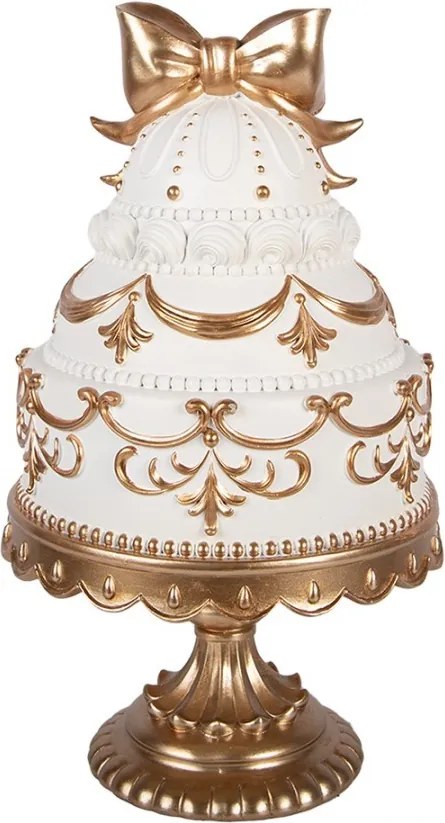 Bielo-zlatá elegantná dekorácia zdobená torta - Ø 19*33 cm
