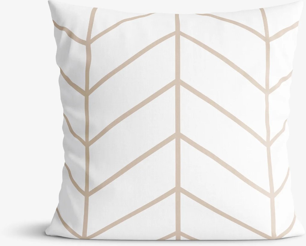 Goldea bavlnená obliečka na vankúš - béžový cikcak na bielom 40 x 40 cm