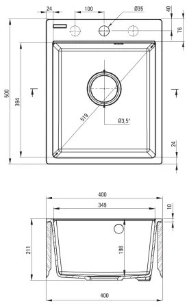 Deante ZRC_S103 - Kuchynský drez CORIO 50x40 cm granit/metalicky sivý