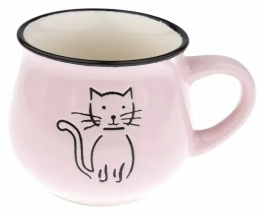 Keramický hrnček Mačka 230 ml, ružová