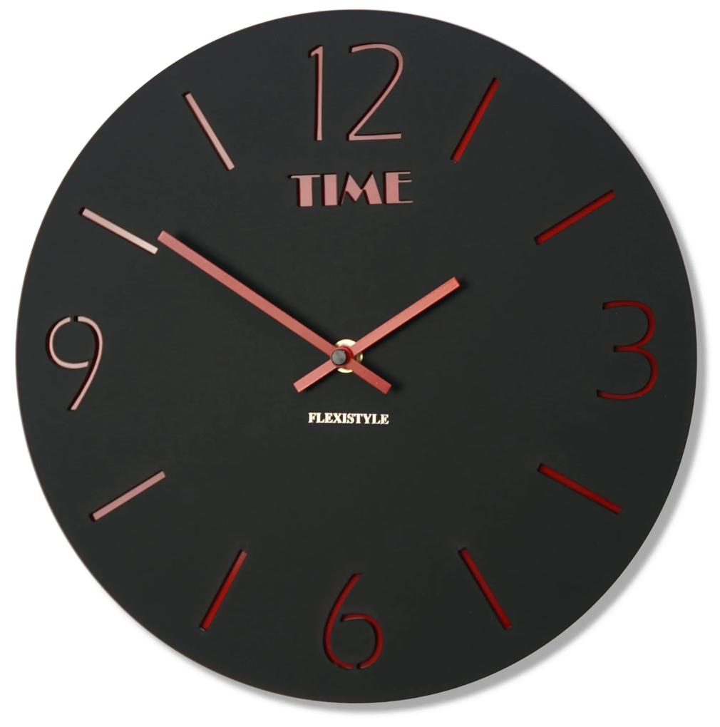 Nástenné hodiny Slim Flex z111b-1mat-3-x, 30 cm, čierne matné