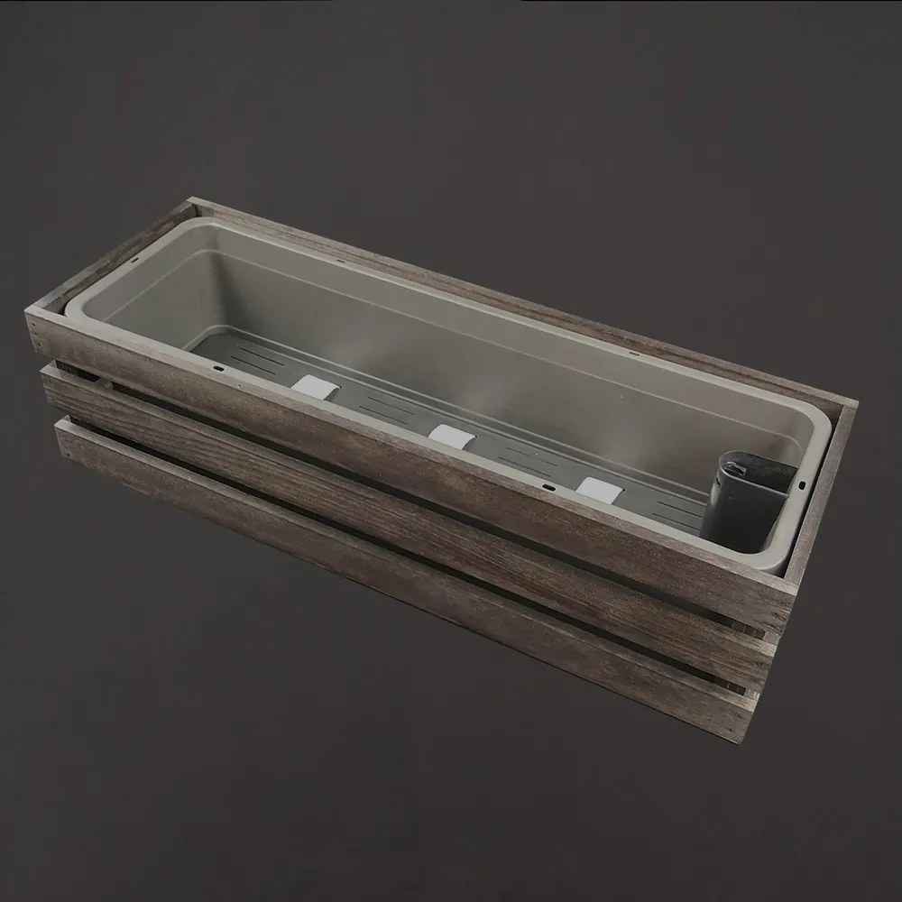 AMADEA Drevený obal na kvetináč tmavý, 62x21,5x17cm Český výrobok