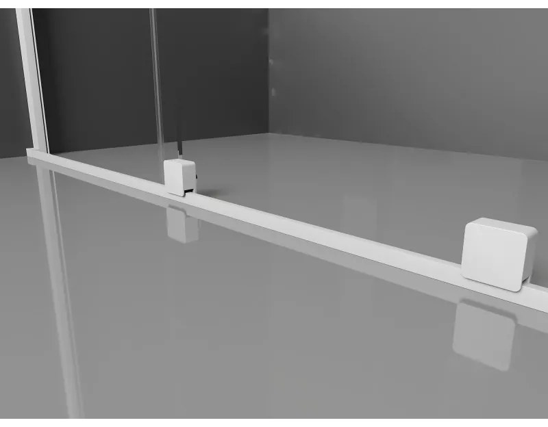 Mexen Velar, sprchová zástena s posuvnými dverami Walk-in 85 x 200 cm, 8mm šedé sklo, biela matná, 871-085-000-43-20