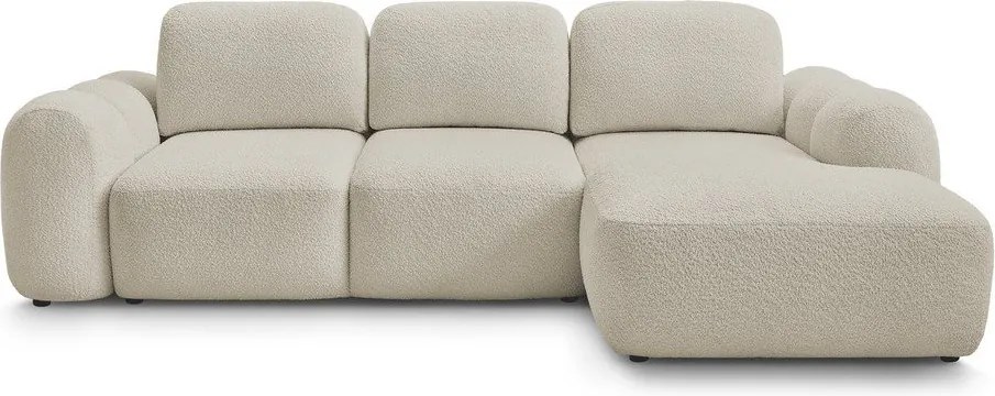 Béžová rozkladacia/s úložným priestorom rohová pohovka z textílie buklé (pravý roh/s leňoškou) Montaigne – Bobochic Paris