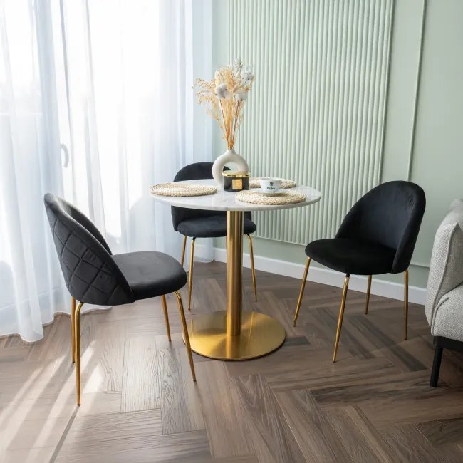 Jedálenská stolička FARGO zamatová, zlatá / čierna