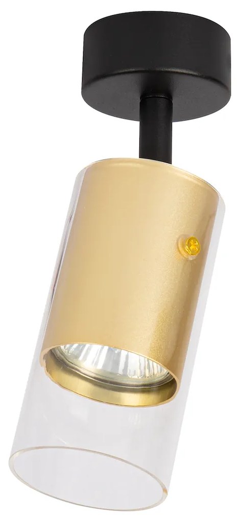 Bodové svietidlo Ricky, 1x zlaté/transparentné plastové tienidlo, b