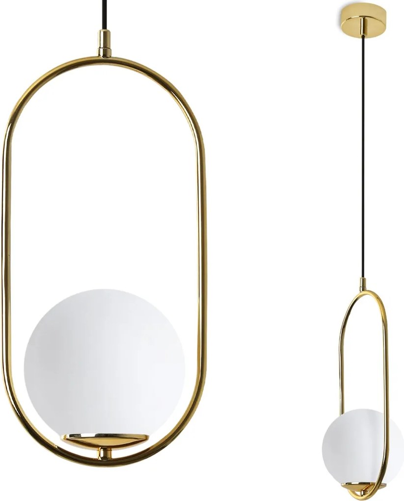 Závesné svietidlo Florence, 1x biele sklenené tienidlo, g, U