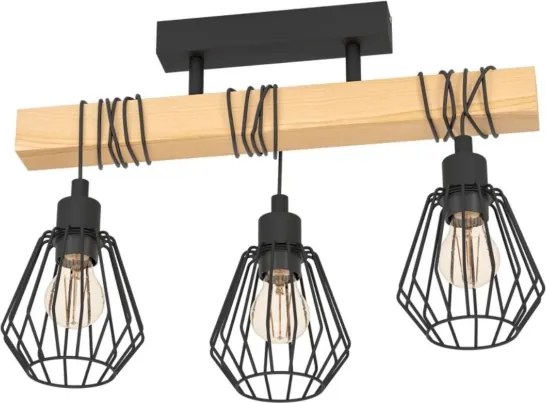 Eglo 780168 - Prisadený luster TABODI 3xE27/40W/230V borovica/čierna