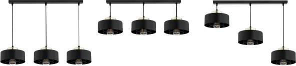 Brilagi - Závesný luster na lanku SPRING 3xE27/60W/230V čierna/zlatá