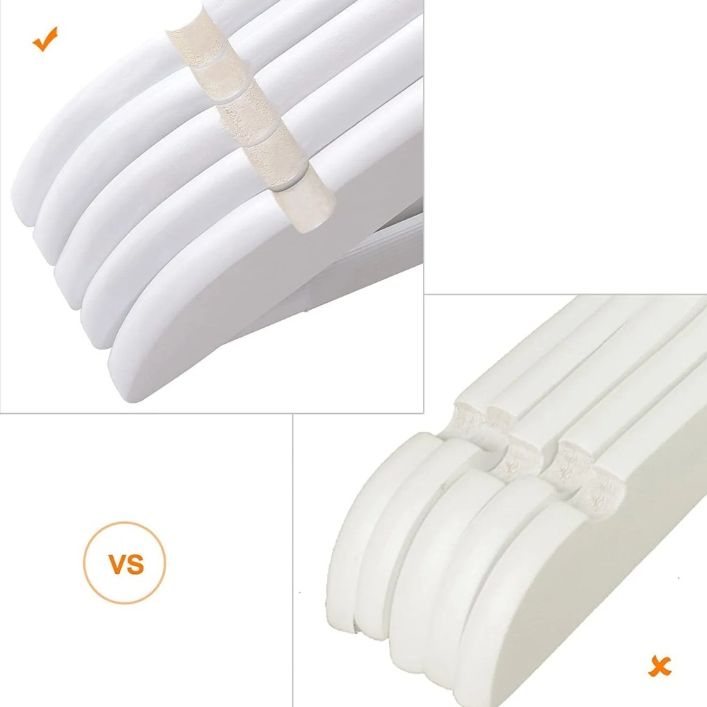 Javorové vešiaky, ramienka 20 ks, biele