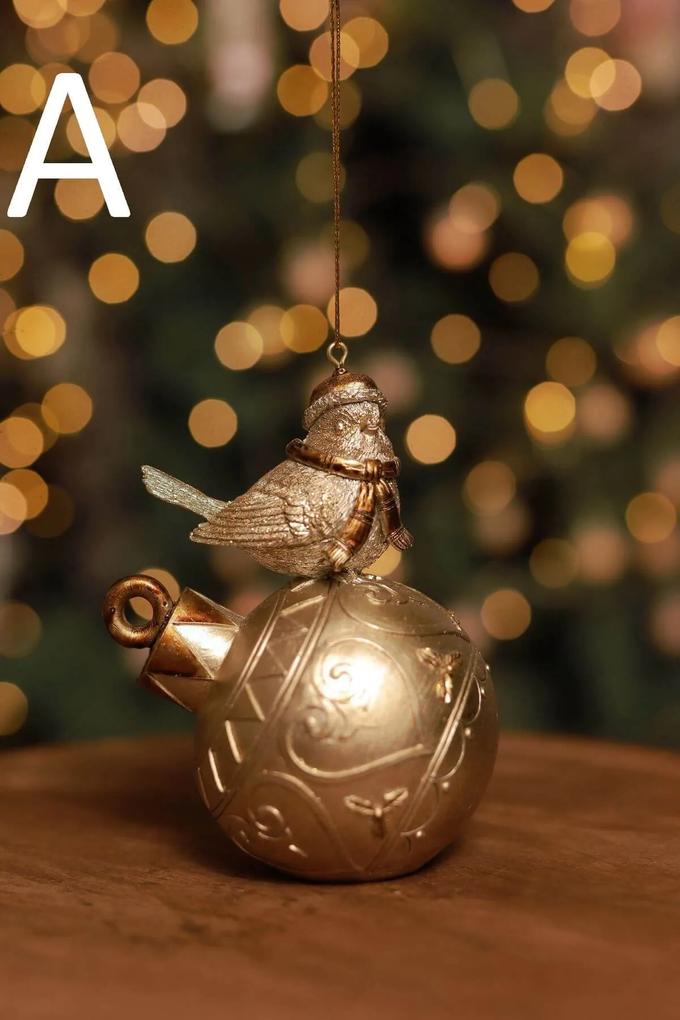 LUX zlatá vianočná ozdoba vtáčik 11cm 1ks
