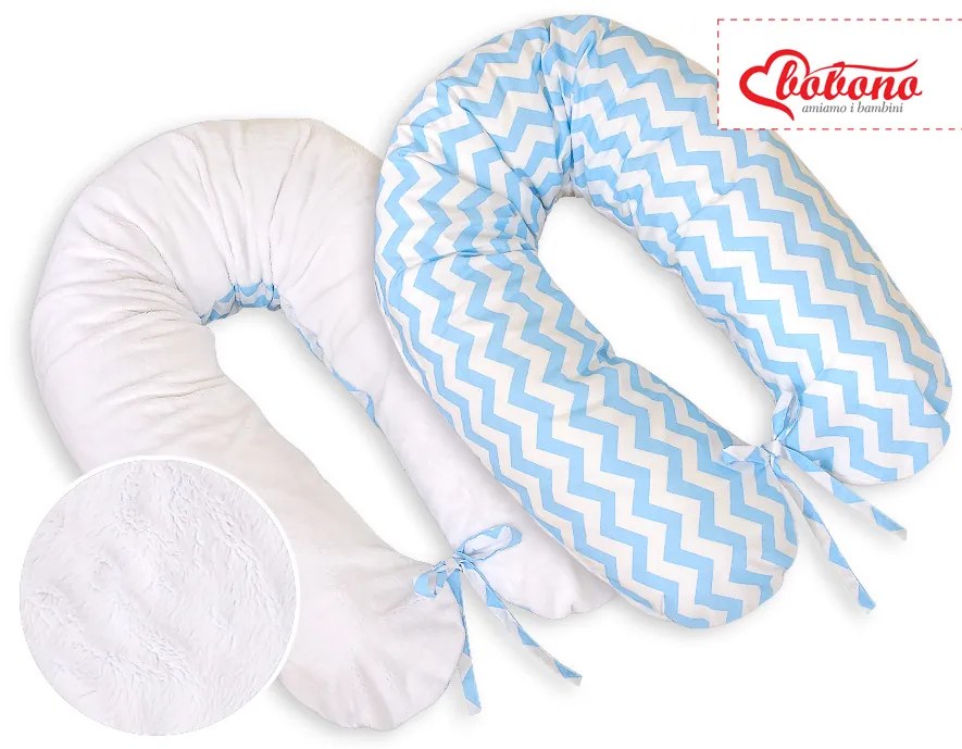 Bobono Relaxačný vankúšik- obojstranný-Simple chevron modro-biely