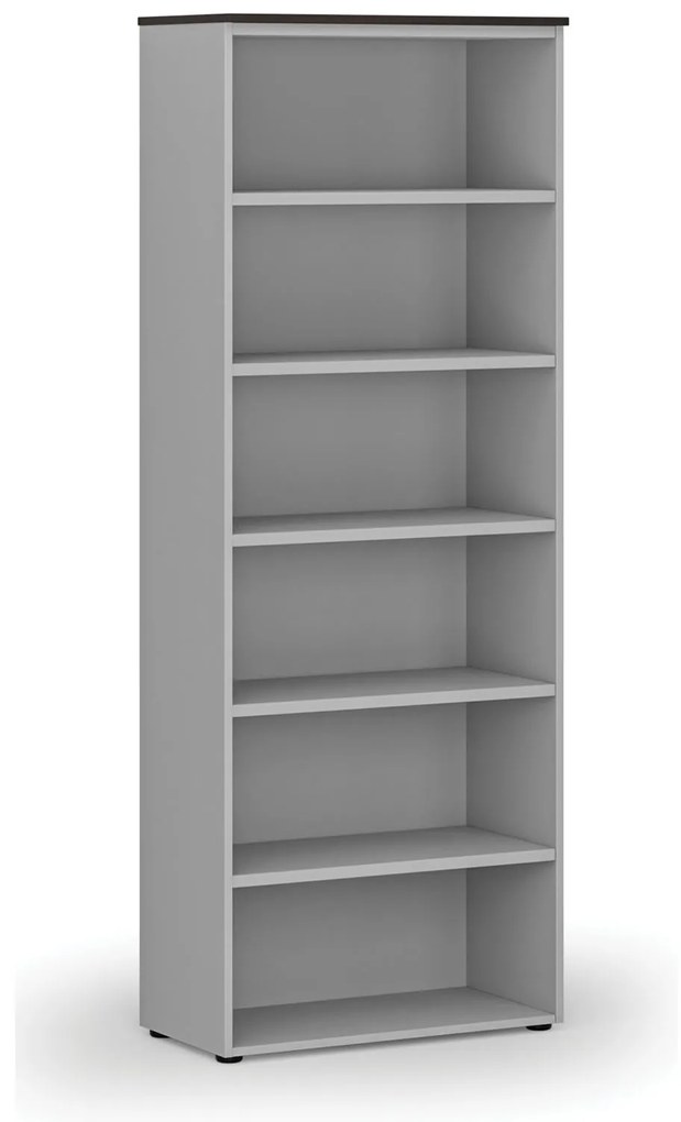 Kancelársky regál PRIMO GRAY, 800 x 420 x 2128 mm, sivá/wenge