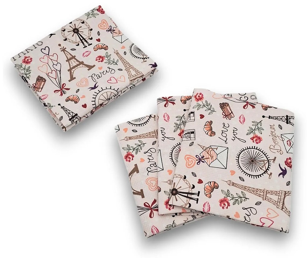 usporadejto.cz 6 ks vaflových kuchynských utierok + úložný box - PARIS