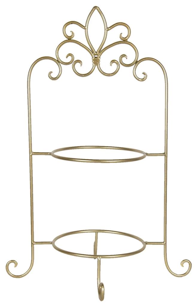 Zlatý kovový ozdobný stojan na taniere dvojposchodový - 38 * 30 * 57 cm