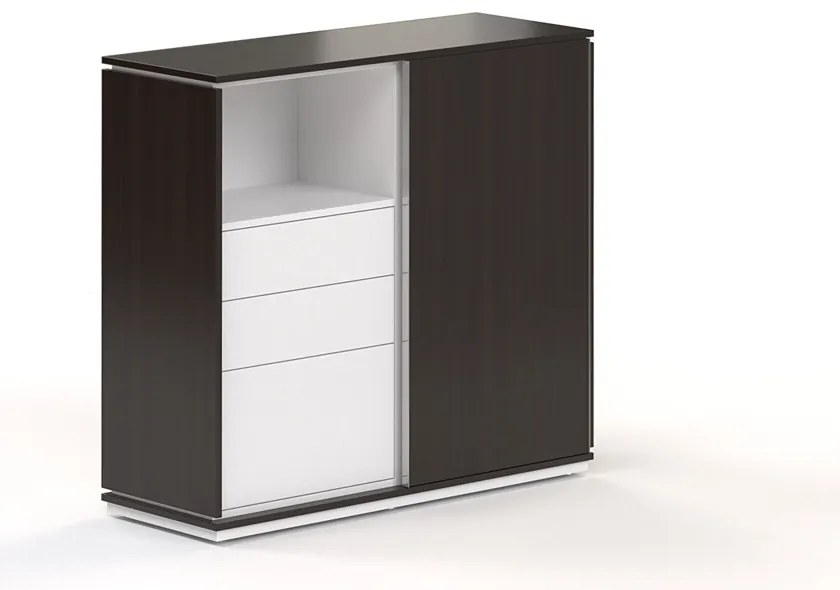 Stredná skriňa Creator 123,2 x 44,5 x 115,5 cm, biela / wenge