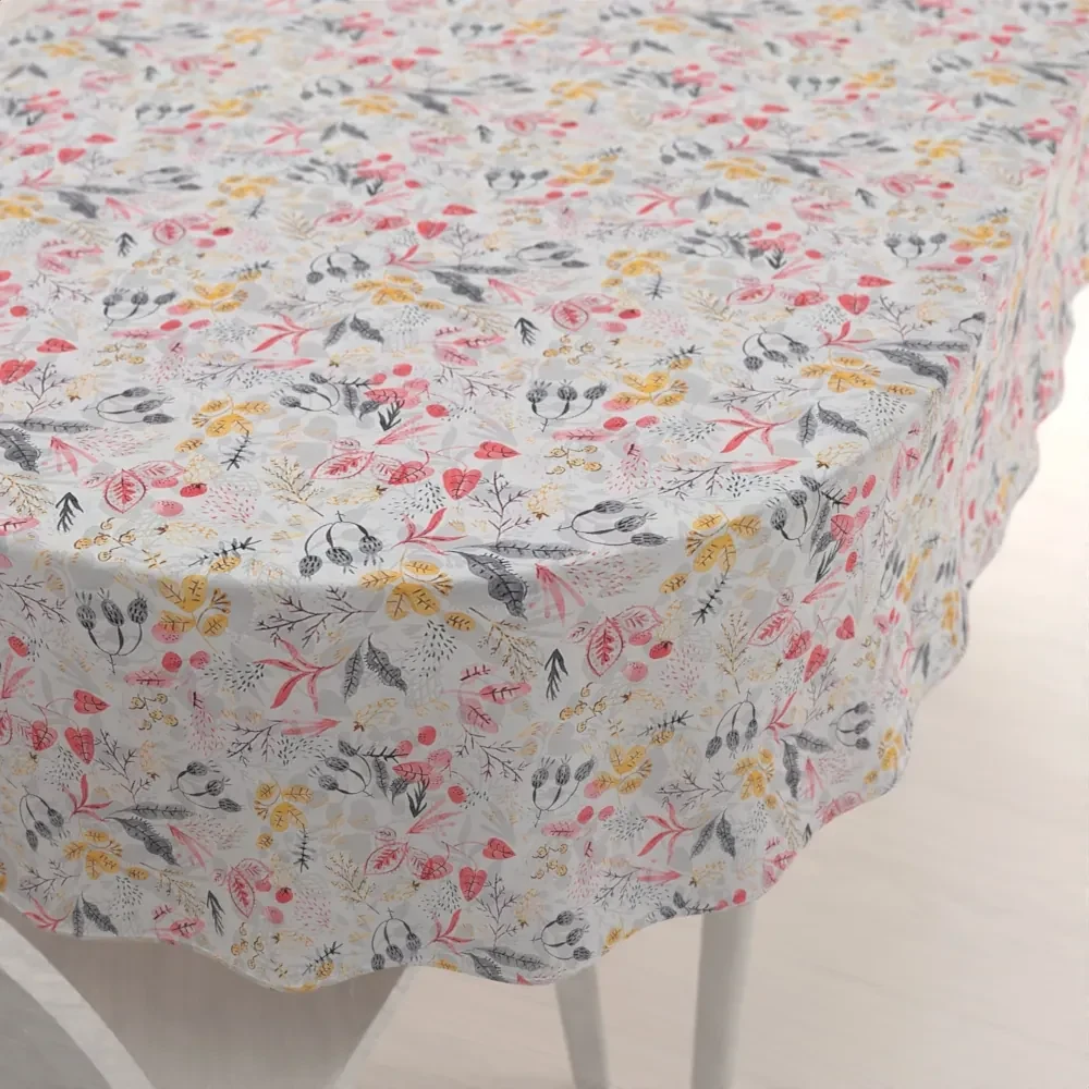 Biante Dekoračný oválny obrus PML-087 Červeno-oranžové lístky 120x140 cm