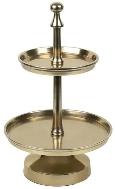 Zlatý antik kovový okrúhly etažér Fanio - Ø21*36cm
