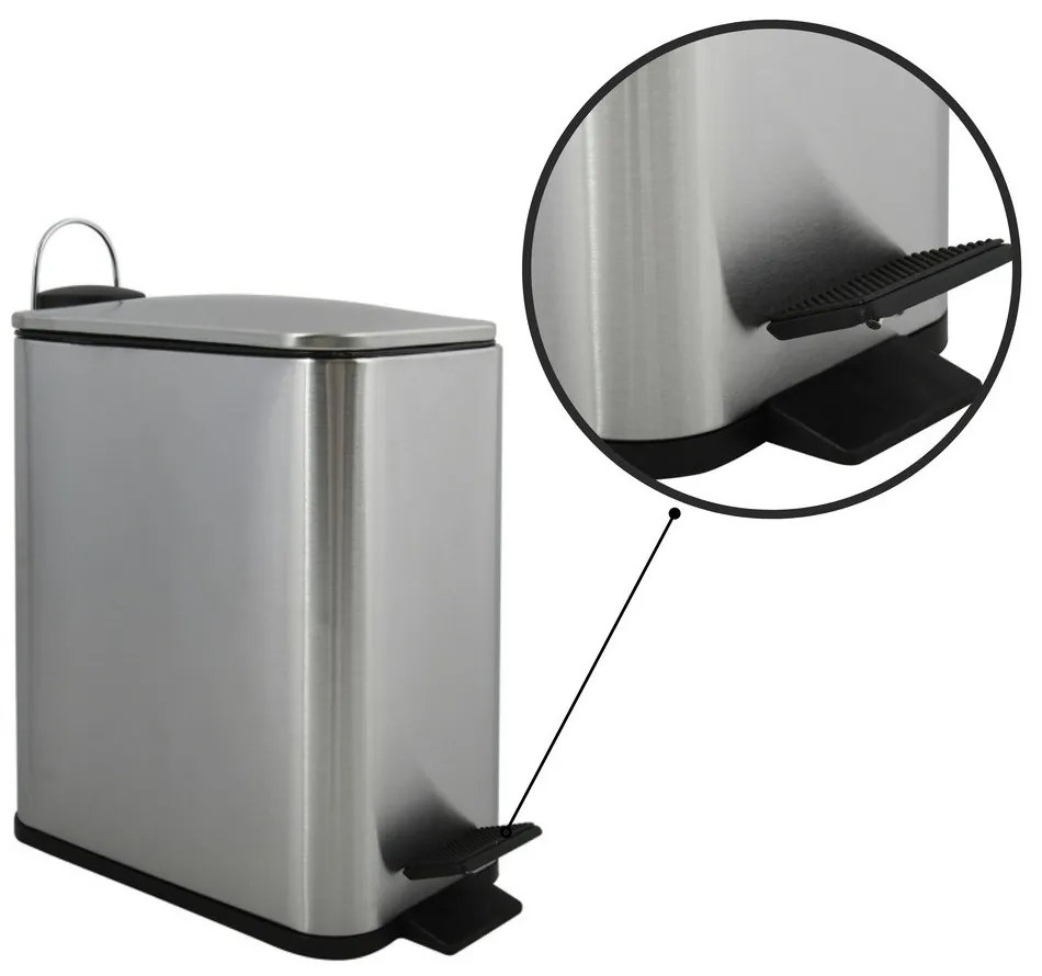 Nášľapný oceľový odpadkový kôš v matne striebornej farbe 5 l Erik – Spirella