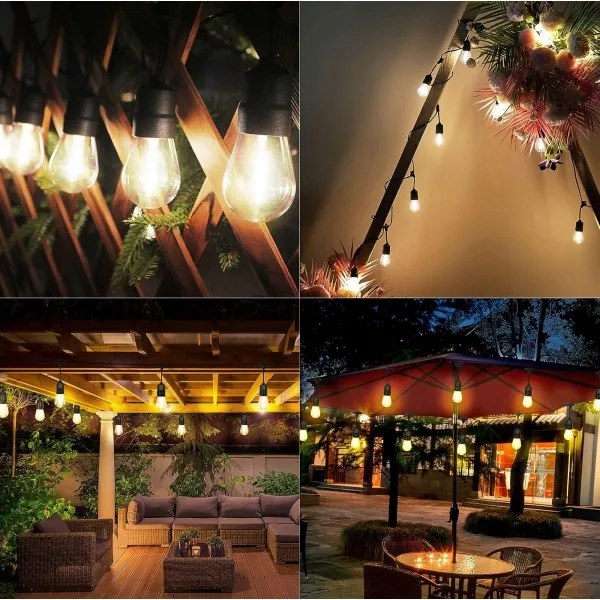 LED vonkajšia dekoračná svetelná reťaz 30xE27/1W/230V 16,44 m IP44 čierna