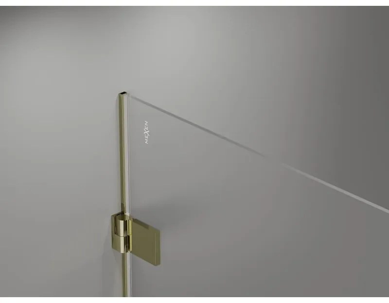Mexen Lunar-B L pravý výklopný sprchový kút 85 x 80 cm, číre sklo, zlatá lesklá, 832L-085-080-50-00-P
