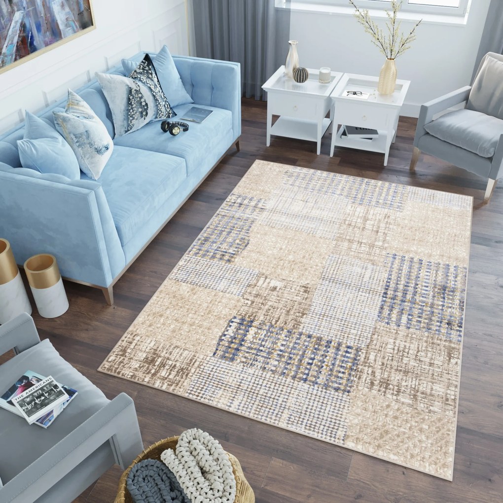 Koberec D657M WHITE/DARK BLUE ASTHANE Veľkosť: 120x170cm