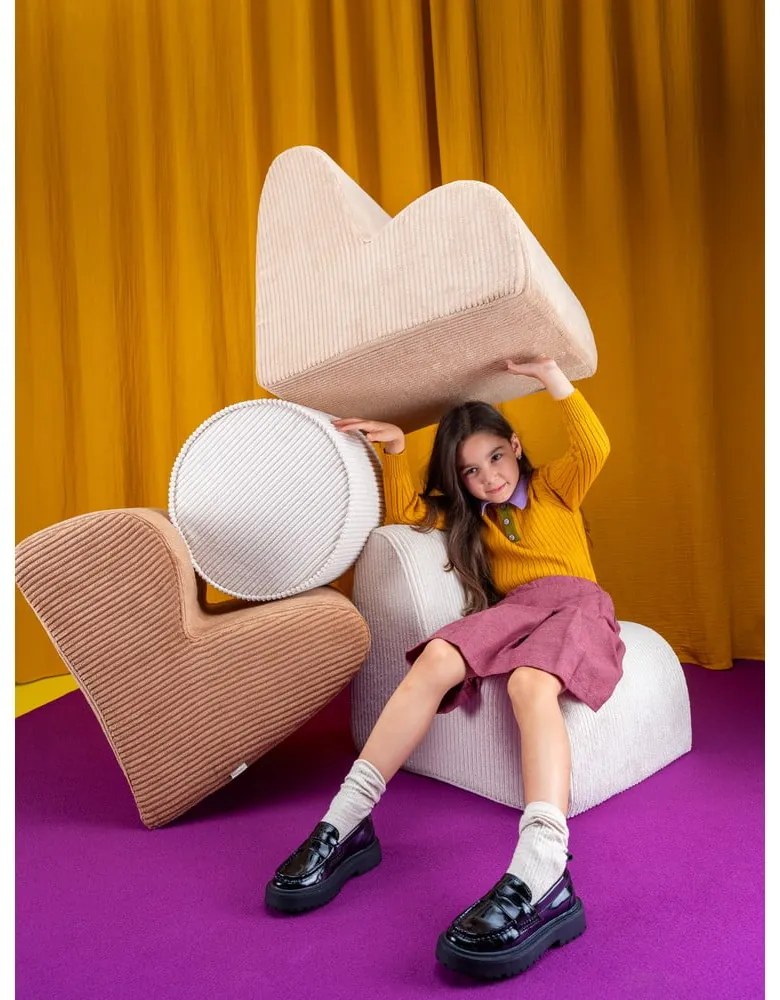 Krémový menčestrový detský puf – Wigiwama