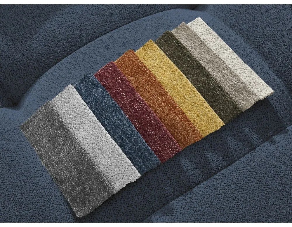 Modrá ženilková rozkladacia/s úložným priestorom rohová pohovka (ľavý roh/s leňoškou) Roxelane – Bobochic Paris