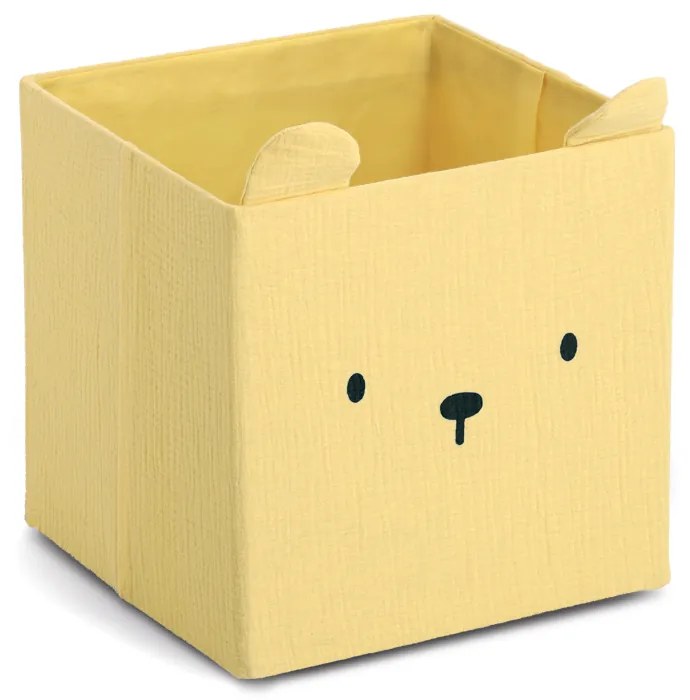 Úložné boxy na hračky, štvorcový tvar MUŠELÍN, žltá, 28x28x28