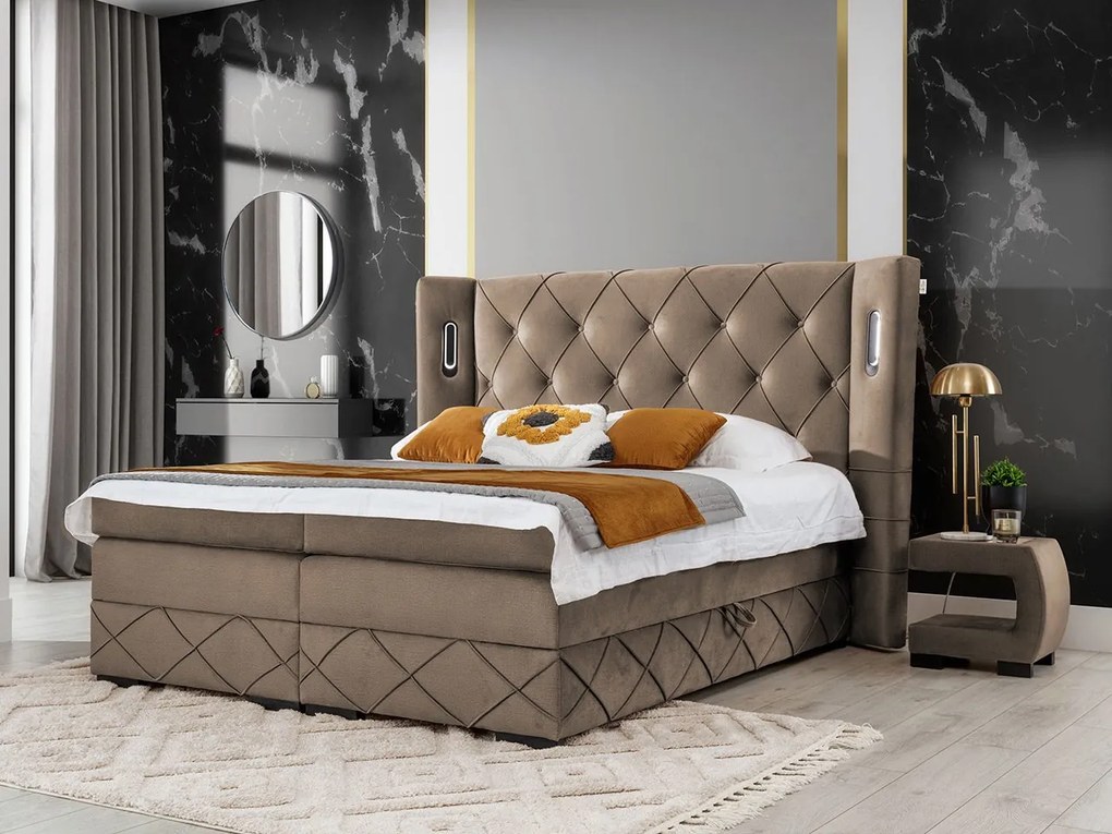 Kontinentálna posteľ Banjul Lux, Rozmer postele: 200x200, Dostupné poťahy: Kameleon 04