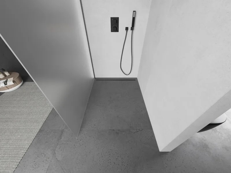 Mexen Kioto, sprchová zástena Walk-In 140 x 200 cm, 8mm sklo námraza, grafitový profil, 800-140-101-95-30