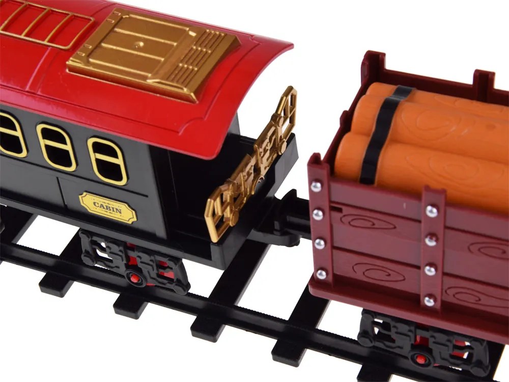 Vláčik s koľajami s lokomotívou a piatimi vagónmi RC0629