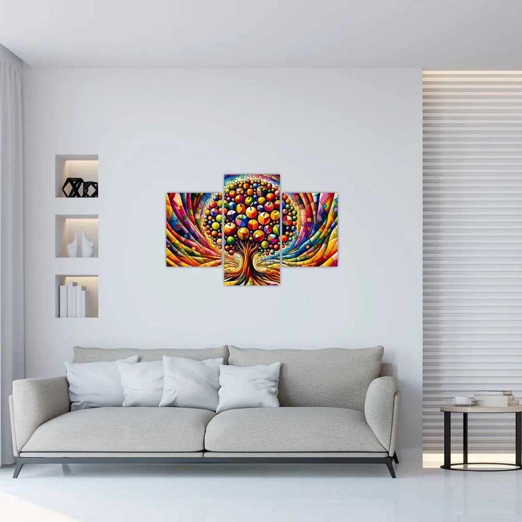 Obraz – Farebný strom s jablkami (90x60 cm)