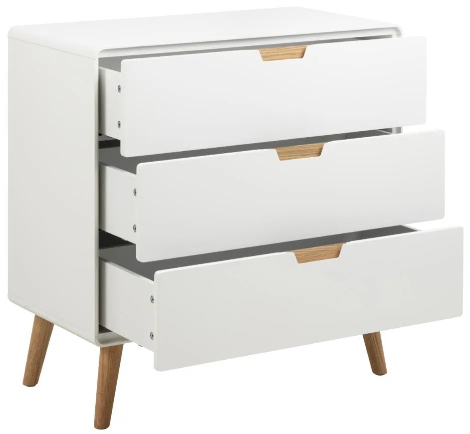 Komoda Lowell 80 cm bílá/dub přírodní
