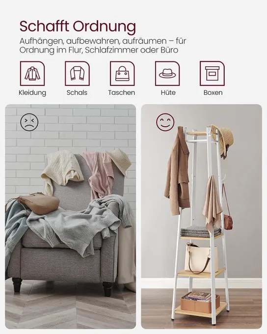 Vešiakový stojan s policami LCR080W09