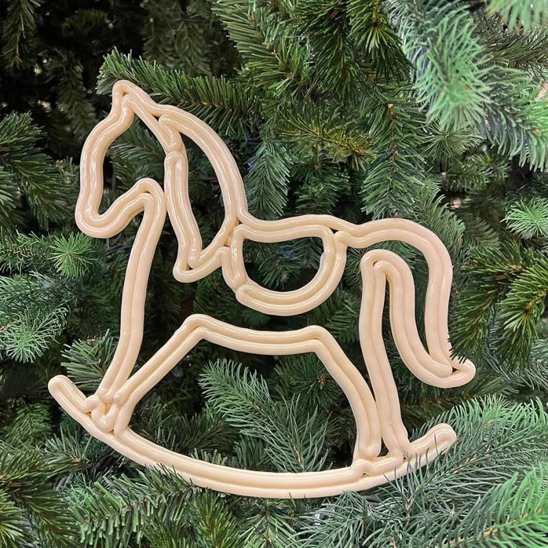 DECOLED Vánoční koníček, 30 cm, bílá