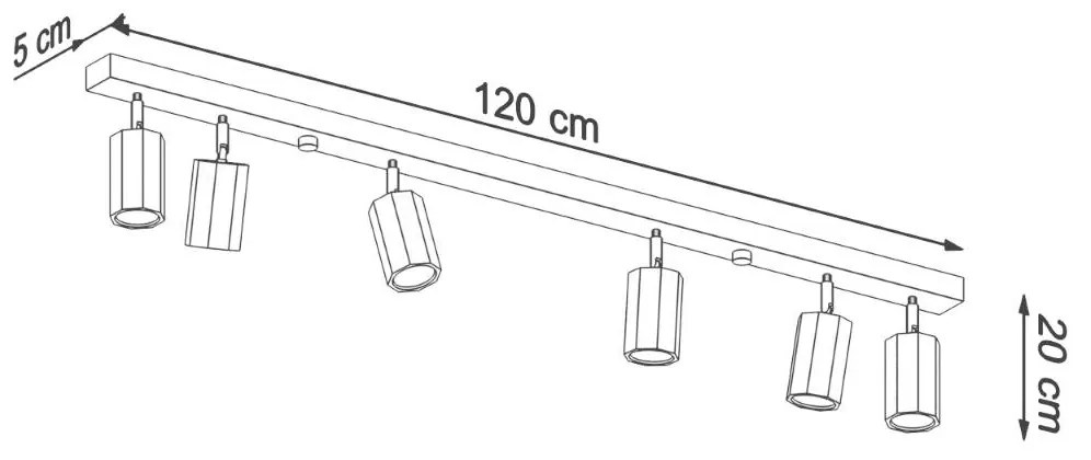 Bodové svietidlo Zeke, 6x drevené tienidlo, (možnosť polohovania)