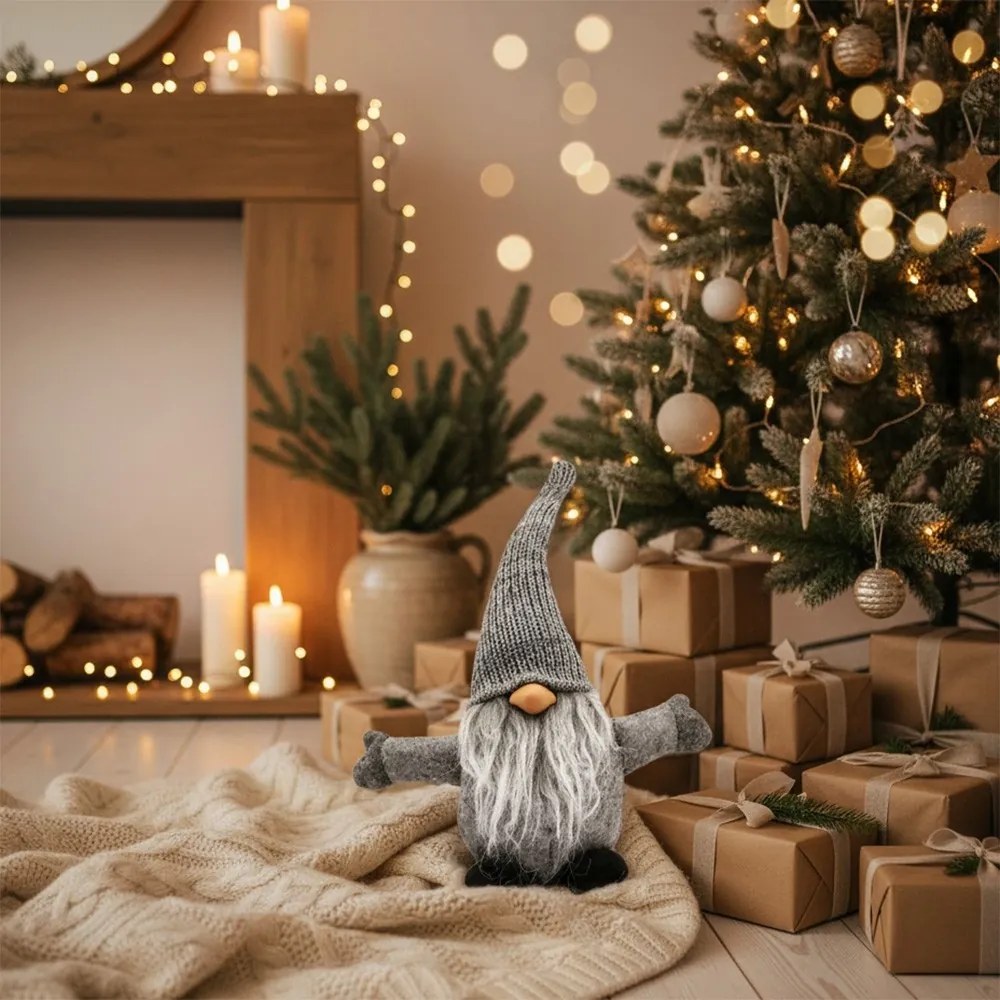 Vianočný škriatok ELF 045 - 35 cm sivý