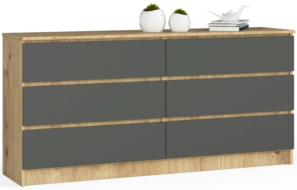 Komoda Koa III (dub artisan + sivá). Akcia -20%. Vlastná spoľahlivá doprava až k Vám domov. 1069929