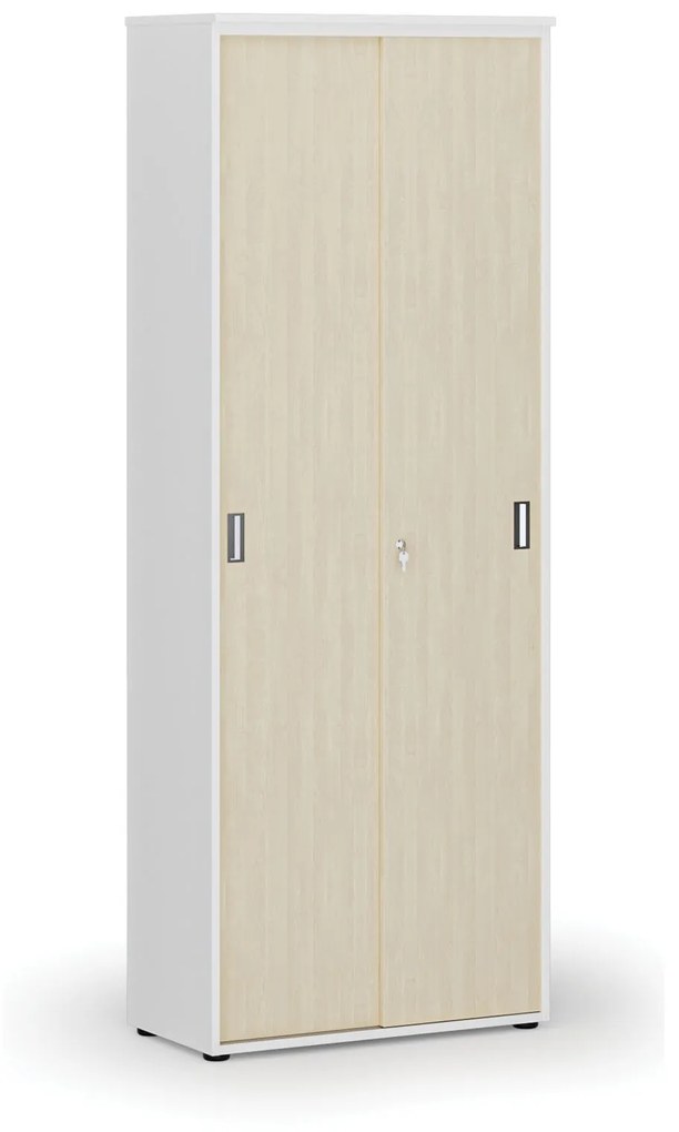 Kancelárska skriňa so zasúvacími dverami PRIMO WHITE, 2128 x 800 x 420 mm, biela/grafit