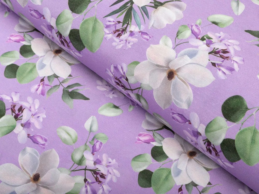 Biante Dekoračný obdĺžnikový obrus PML-044 Kvety magnólie na fialovom 140x220 cm