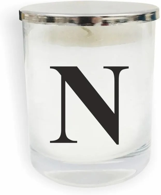 Bielo-čierna sviečka North Carolina Scandinavian Home Decors Monogram Glass Candle N