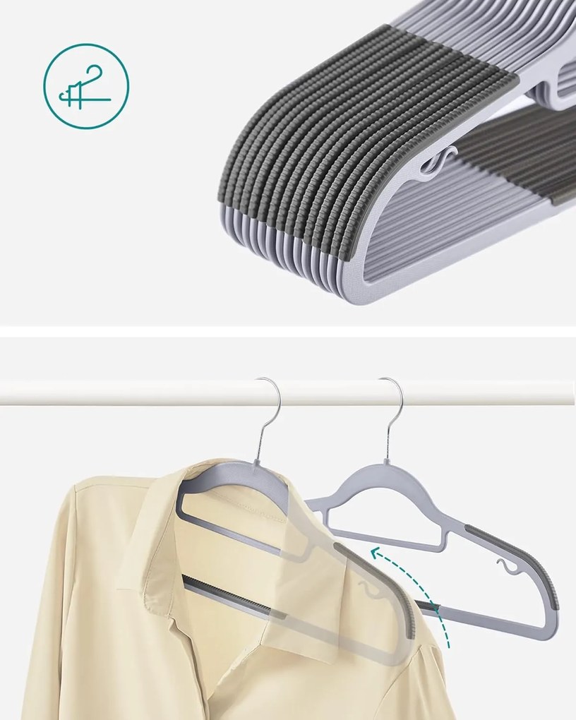 Súprava 50 ks plastových ramienok Nevora sivá