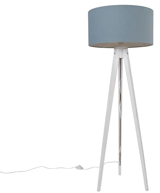 Stojaca lampa trojnožka biela so svetlomodrým tienidlom 50 cm - Tripod Classic