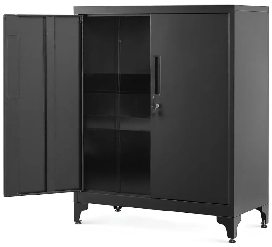 SongmicsHome Viacúčelová kovová skrinka RAVEN, 40x80x90cm, čierna