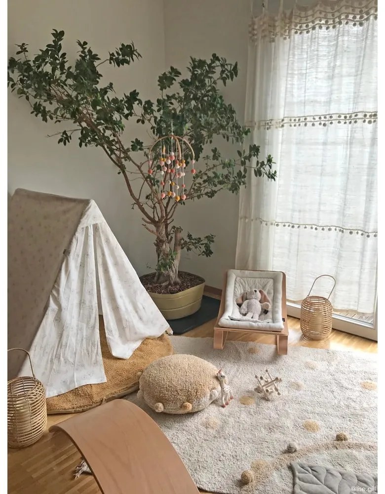 Okrovožltý krémový prateľný ručne tkaný bavlnený detský koberec 120x160 cm Hippy Dots Honey – Lorena Canals