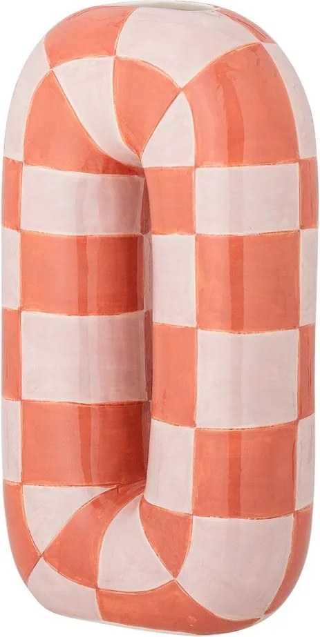 Keramická ručne maľovaná váza v lososovej farbe/krémovobiela (výška 32 cm) Mae – Bloomingville