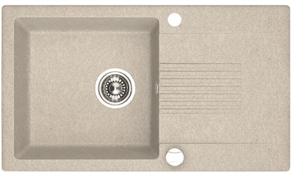 Laveo Celia, 1-komorový granitový drez 760x440x185 mm s dlhým odkvapkávačom, béžová, LAV-SBC_411T