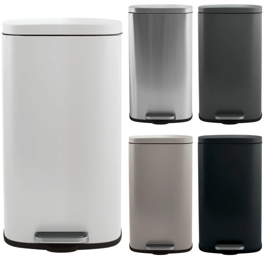 Spirella Pedálový odpadkový kôš soft-close Akira 50 l, matná biela, 50 l